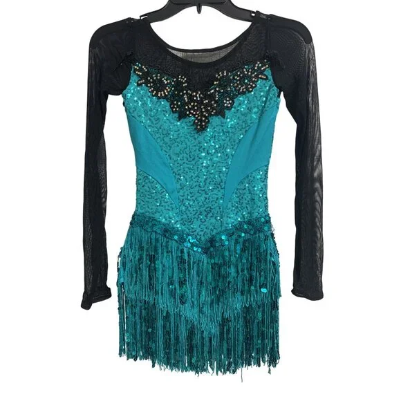 Weissman Dance Costume Sequin Fringe Size A/S - Picture 4 of 9
